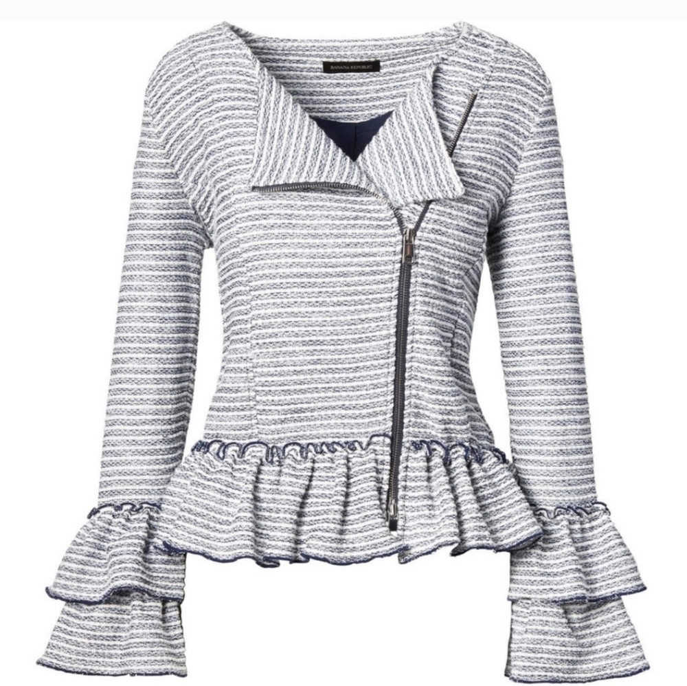 NWOT J.Crew Ruffle Sleeve Knit Jacket - Picture 2 of 9